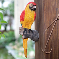 Macaw Figurine Hand Painted Lifelike Macaw Sculpture Resin Avian Tree Hanger Handmade Exotic Avian Sculpture for Patio