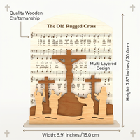 Easter Cross Wooden Ornament, Religious Carved Wood Crucifix for Home Desktop Decor