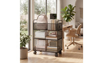 Wire Mesh Storage Rack Space-Saving Three-Tier Organizer Standing Storage Rack for Students, Beneath-Desk