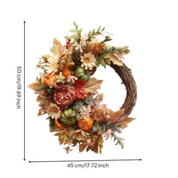 Pumpkin Wreath Thanksgiving Wall Hanging Vintage Door Decoration for Holiday, Wedding