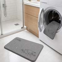Cartoon Flannel Bathroom Mat Absorbent Non-Slip Floor Mat for Home