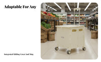 Multifunctional Foldable Shopping Cart with Lid Large Capacity Collapsible Grocery Cart Lightweight Collapsible Shopping Trolley 360° Rotating Wheels for Travelers, Apartment Dwellers, Supermarket, Car Trunk, Outdoor, Camping