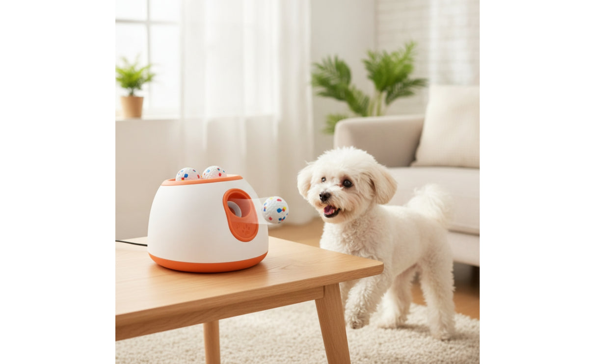 Electric Automatic Dog Ball Launcher Indoor Automatic Dog Ball Thrower Sleek Design Compact for Dogs, Young Dogs, Indoors, Outdoors, Backyard