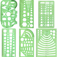 Green Plastic Geometric Drawing Template Ruler Set (9-Piece, Style 3) for Drafting and Measurement