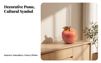 Red Finish Desktop Apple Decor Gold Stem Artificial Apple Ornament for Home Display