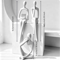 3 Pieces Abstract Human Figures Tabletop Abstract Sculpture Contemporary Thinker Statues for Art Lovers, Study