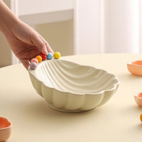 Bowl with Shell Shape Ribbed Shell Bowl with Forks Decorative for Hosts, Tabletop Display, Home Entertaining, Living Room