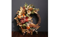 Pumpkin Wreath Thanksgiving Wall Hanging Vintage Door Decoration for Holiday, Wedding