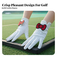 2 Pieces Women's Golf Gloves Wear-Resistant women's Golf Glove Sturdy Cartoon Bow Sports Gloves for Female Golfers, Driving Range, Outdoor