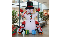 Stable Inflatable Snowman with Penguins Weatherproof Christmas Inflatable Snowman Waterproof Decoration Long-Lasting for Lawn