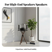 Sturdy Construction Wooden Speaker Tripod Heavy Duty Speaker System Floor Stand Reduces Vibrations Solid Wood Audio Stand Acrylic Top Panel for Living Room, Bedroom
