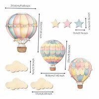 9 Pieces Wooden Balloon and Celestial Wall Art Whimsical Heavenly Motif and Celestial Wall Decor Set Child Materials Hot Air Balloon Decor for Bedroom