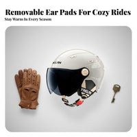 Motorcycle Half Helmet CCC Certified Retro Half Helmet Four-Season Guarding Headwear for Motorcyclists, Men, Daily Commuting, City Riding, Road Trips