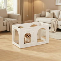 6 Pieces Translucent Modular Pet Fence Interlocking Pet Enclosure with Door Indoor Dog Pen with Doors Multi-Panel for Young Dogs, Living Room, Apartment