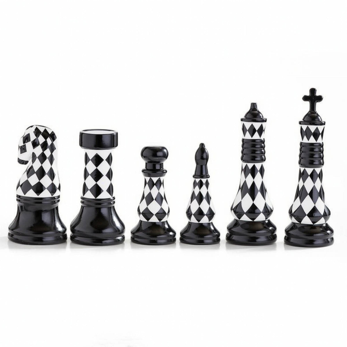 6 Pieces Ceramic Chess Decor Glossy Chess Piece Figurines Midnight Ruler Figurine for Art Collectors