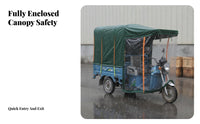 Rainproof Electric Tricycle Canopy Sun Protection Electric Tricycle Rain Awning Thickened Material Foldable Trike Rain Cover Windproof for Delivery Workers, Mobility Aid Users, All-Season Use, Daily Commute, Outdoor Riding, Goods Transport
