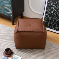 Soft Leather-Like Surface Upholstered Footrest Cube Multi-Functional Square Beanbag Stool Comfortable Pouf Ottoman Modern Design for Closedice Workers, Homeowners, Living Room, Entryway, By the Sofa, Playroom