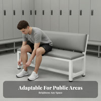With supportrest Lowspine Upholstered Bench Soft Padding Waiting Area Seat Multi-Purpose Seating Furniture long-lasting Construction for Business Owners, Office Managers, Lobby, Salon, Entryway, Bedroom
