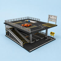 1:64 Double-Deck Parking Scene Model  Car Display Case Organizer Directional Markings Two-Level Parking Model Manual Assembly Scale Garage Rack