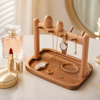 Key Board Organizer with Tray, Decorative Key Holder made of Beech & Acacia, 16x17x3cm, for Entryway