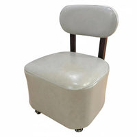 Easy to Move Upholstered Caster Seat with Backrest Quiet Wheels Sleek Design Padded Stool with Backrest 360° Swivel Mobile Seating Ergonomic Design for Children, Homeowners, Living Room, Bedroom, Playroom, Library