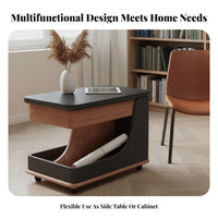 Rolling C-Shaped Table Minimalist aesthetic Rolling C-Shaped Stand Multi-Functional Bottom Storage Shelf for Seniors, Homeowners