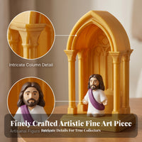 Architectural Miniature Stone-Like Finish Tabletop Figurine Display Molded Arched Backdrop Figurine