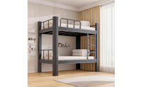 Heavy Duty Bunk Bed with Storage Space Saving Metal Bunk Bed Sturdy Furniture Long-Lasting for Students