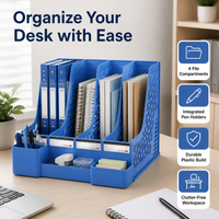 Desk Organiser, 4 Layer Document Organiser 10cm PP, File Organiser for Office Workers & Students, 500 Sheet Capacity