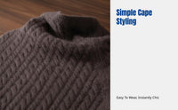 Wool Knit Thick Pullover Shawl, High Neck Split Cape, Warm Neck Scarf for Women