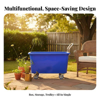 Easy to Maneuver Rectangular Tub Trolley Large Capacity Utility Trolley Multi-Purpose Rolling Container Sturdy Construction for Aquafarmers, Factory Workers, Warehouse Personnel, Garage, Garden, Laundry Room