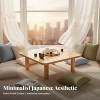 Space-Saving Foldable Square Table Multi-Purpose Square Collapsible Table Portable Floor Desk Easy Setup for Apartment Dwellers, Tea Enthusiasts, Meditators, Bay Window, Small Areas, Living Room, Bedroom