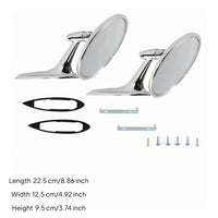 Polished Silver Vintage Car Rearview Mirrors Long Tapered Arms Chrome Round Rearview Mirrors Mounting Gaskets Vintage Round Car Mirror
