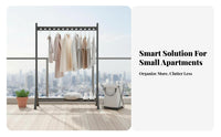 Single-Rod Clothing Rail with Shelf Space-Saving Garment Rack Multi-Functional sturdyDuty for Homeowners, Students, Laundry Room