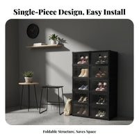 Installation-Tool-No-Assembly Foldable Shoe Cabinet Dustproof Stackable Shoe Storage Box Easy Assembly Space-Saving for Sneaker Collectors, Apartment Dwellers, Entryway, Hallway, Bedroom, Living Room