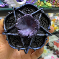 Handmade Resin Crystal Ball Base Textured Engraved Star Display Stand Raised Supports Crystal Ball Stand Dark Finish