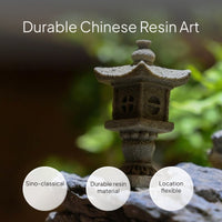 Miniature Chinese Pavilion and Stone Lantern Decor