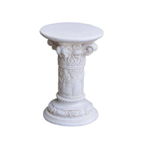 White Roman Column Pedestal Classical Pillar Base Intricate Carvings Classical Display for Events