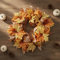 Fall Wreath with Pumpkins Handmade-Look Autumn Wreath Seasonal for Entry Door