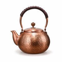 Handmade Copper Tea Kettle Insulated Handle Tea Kettle with Hinged Lid Polished Vessel Hammered for Collectors, Kitchen Countertop