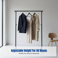 Folding Garment Rack, Adjustable Height Iron Display Stand, Mobile Clothes Hanging Rack for Street Stall, Night Market