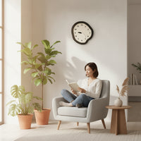 Irregular Wall Clock Decorative Analog Wall Clock Slim Clear Contrast for Minimalists, Living Room, Bedroom
