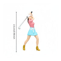 Micro Landscape Decor 1:64 Golf Miniatures Vivid Poses 1:64 Golfer Figures Realistic Pose Golf Player Miniatures Detailed Painted for Model Makers, Sand Table