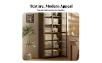 Glass Door Corner Shelving Unit Floor-Standing Tall Corner Shelf Unit Space-Saving bookshelf Sturdy Construction for Book Lovers, Apartment Dwellers, Homeowners, Living Room, Study, Bedroom