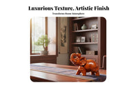 2 Pieces Artisan Made Carved Wooden Elephant Pair Wooden Elephant Statue Home Decoration for Creature Lovers, Office Workers, Living Room, Shelf Display, Bookshelf, Mantelpiece
