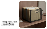 Multi-Functional Foldable File Holder Space-Saving Metal Mesh File Box Long-Lasting Metal Mesh Filing Crate Portable for Students, Teachers, Homeowners, Desk, Study Room, Classroom
