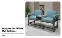 Light Luxury Design Billiard Spectator Sofa High-Density Foam Cushion Pool Hall Loveseat Sturdy Construction Cue Holder Viewing Bench Breathable Upholstery for Spectators, Club Owners, Game Room, Clubhouse, Sports Bar