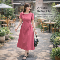 Summer Dress for Women with Puff Sleeves and Asymmetric Hemline, Maxi Dresses for UK Sizing, Long for Casual Outings