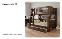 Multifunctional Tiered Bed Space Saving Twin over Twin Bunk Bed Guardrails Kids Furniture for Siblings, Boys, Small Apartment, Playroom, Home