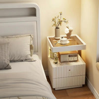 Large Capacity Storage 2-Drawer Nightstand with Accessible Shelf No Assembly Required Nightstand with Power Outlets USB Charging Port Bedside Table Built-in Light for Homeowners, Students, Adults, Bedroom, Guest Room, Lounge Area